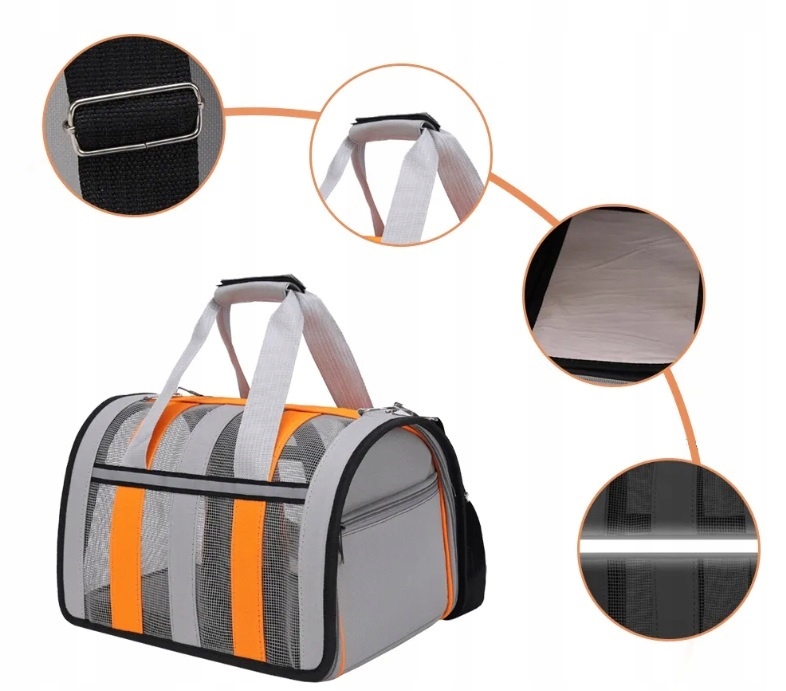 DUŻA SOLIDNA TORBA PODRÓŻNA TRANSPORTER DO KOTA PSA KRÓLIKA ZWIERZĄT SZARA