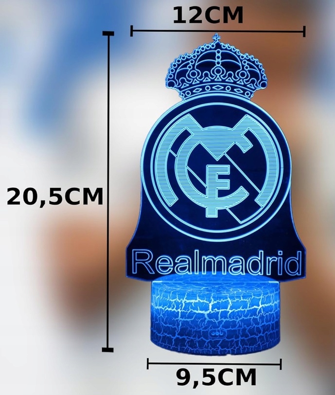 LAMPKA NOCNA 3D REAL MADRYT HERB LED 16 KOLORÓW PODSTAWKA USB + PILOT