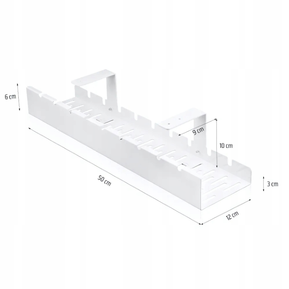 ORGANIZER MASKOWNICA NA PRZEWODY KABLE PÓŁKA BIUROWY METALOWY BLAT BIURKO 3