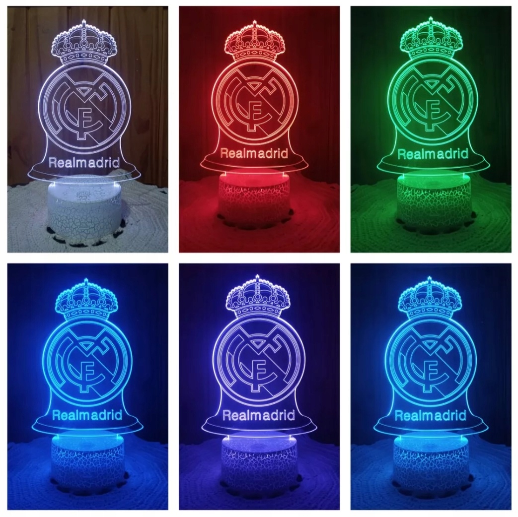 LAMPKA NOCNA 3D REAL MADRYT HERB LED 16 KOLORÓW PODSTAWKA USB + PILOT