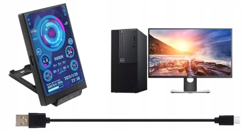 PANEL MONITOR CPU GPU RAM KOMPUTERA EKRAN 3,5" IPS USB TYP-C