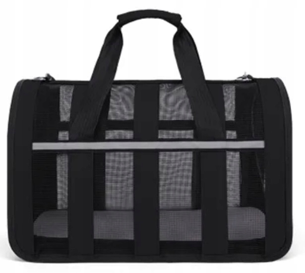 DUŻA SOLIDNA TORBA PODRÓŻNA TRANSPORTER DO KOTA PSA KRÓLIKA ZWIERZĄT CZARNA