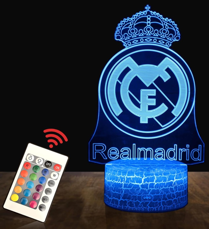 LAMPKA NOCNA 3D REAL MADRYT HERB LED 16 KOLORÓW PODSTAWKA USB + PILOT