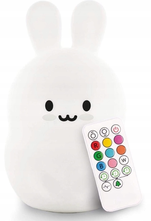 LAMPKA NOCNA XL DLA DZIECI KRÓLIK SILIKON KOLOROWA RGB LED USB + PILOT