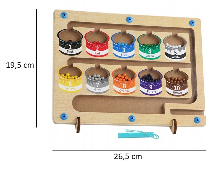 TABLICA MAGNETYCZNA LABIRYNT KULKI LICZBY SORTER MONTESSORI DO DZIECI