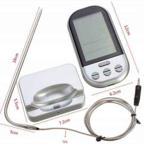 BEZPRZEWODOWY TERMOMETR KUCHENNY CYFROWY DO MIĘS ŻYWNOŚCI LCD SONDA