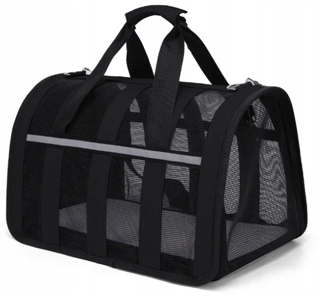 DUŻA SOLIDNA TORBA PODRÓŻNA TRANSPORTER DO KOTA PSA KRÓLIKA ZWIERZĄT CZARNA