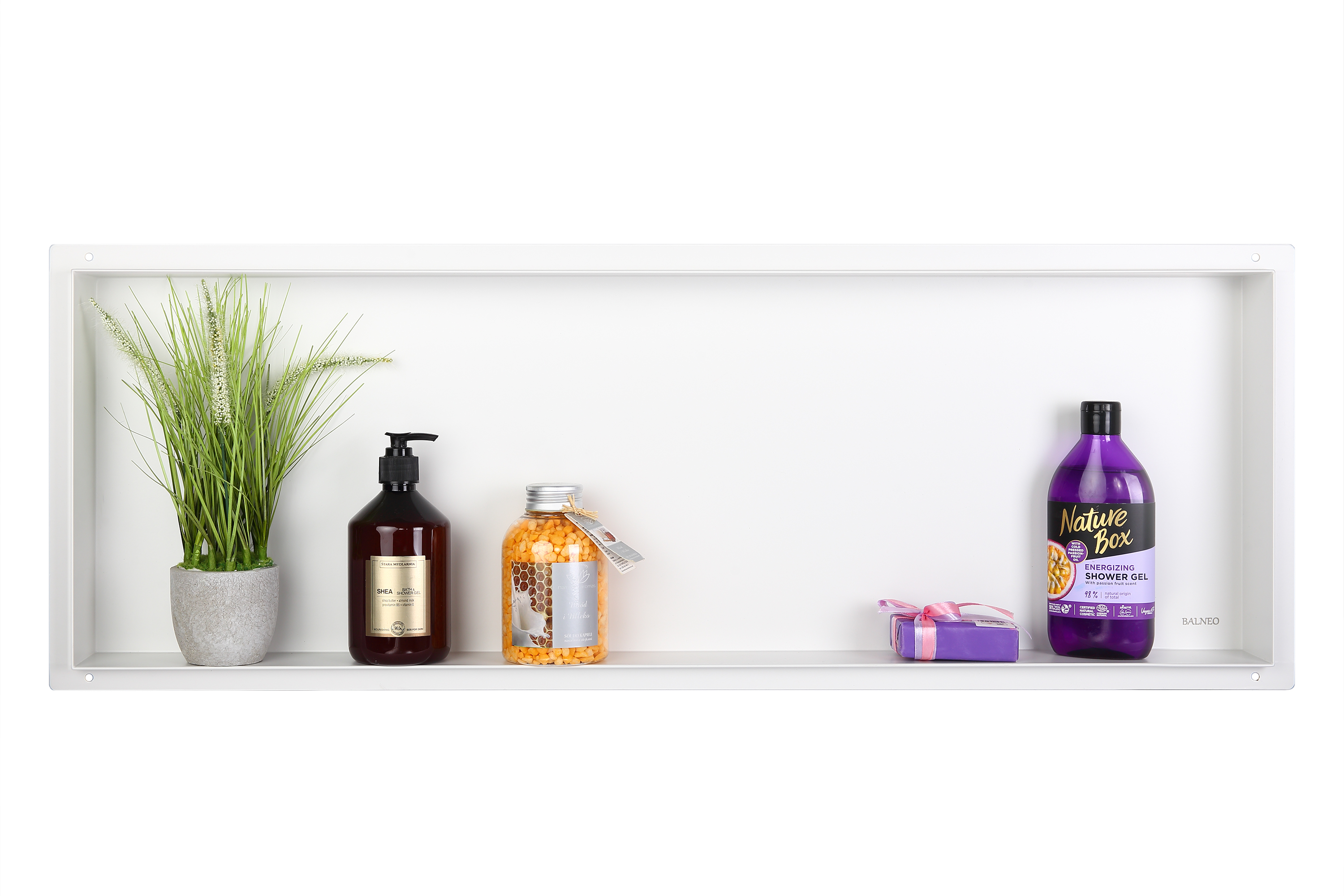 WALL-BOX No Rim White - Półka wnękowa bezramkowa biała 90x30x7 cm