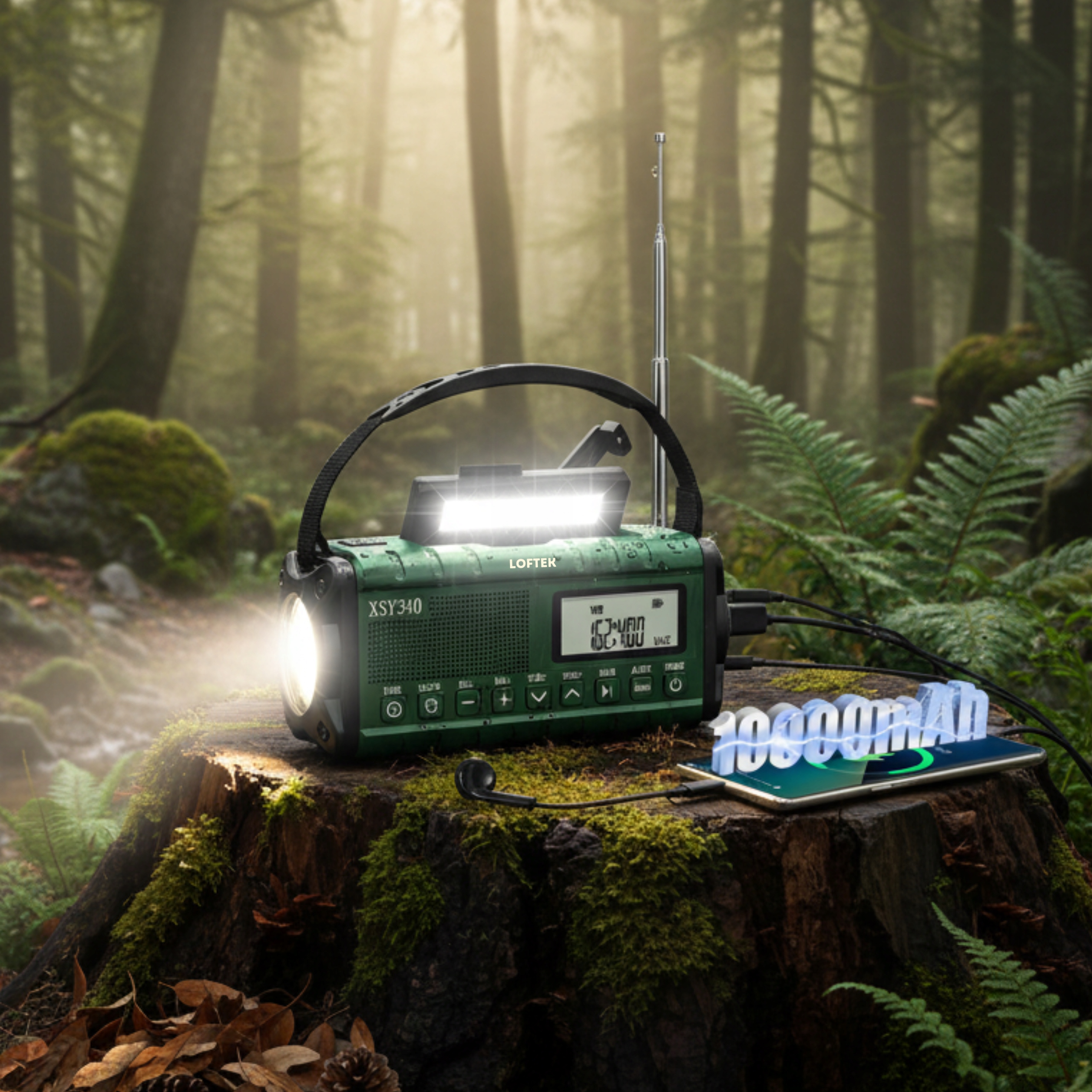 LOFTEK radio solarne z funkcją dynamo i USB-C