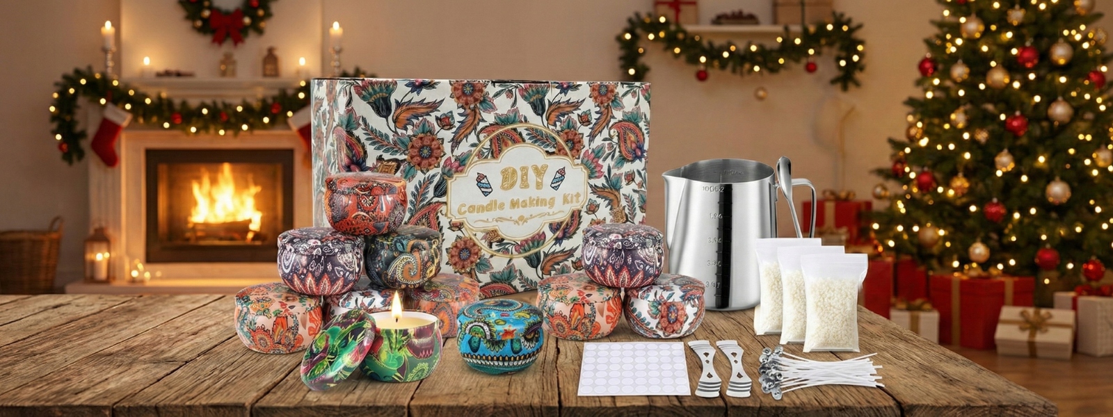 Duży zestaw do robienia świec sojowych DIY – komplet akcesoriów