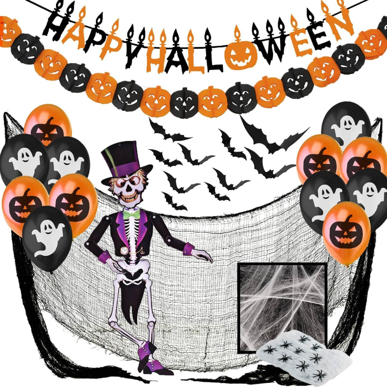 balony halloween girlanda i szkielet dekoracje
