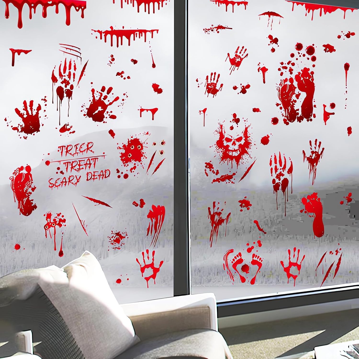 dekoracje halloween impreza krwawe ślady