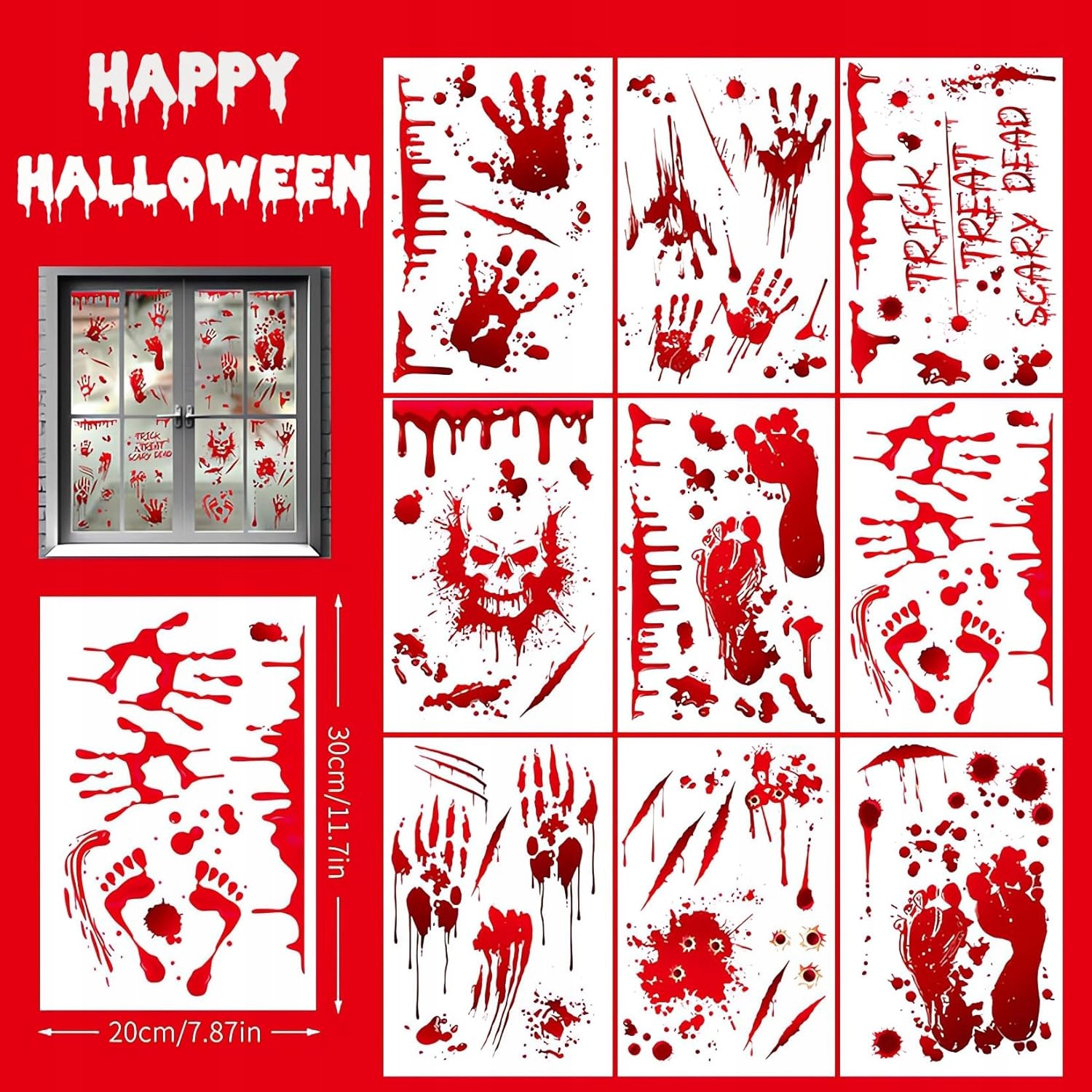 naklejki krwawe dekoracje halloween