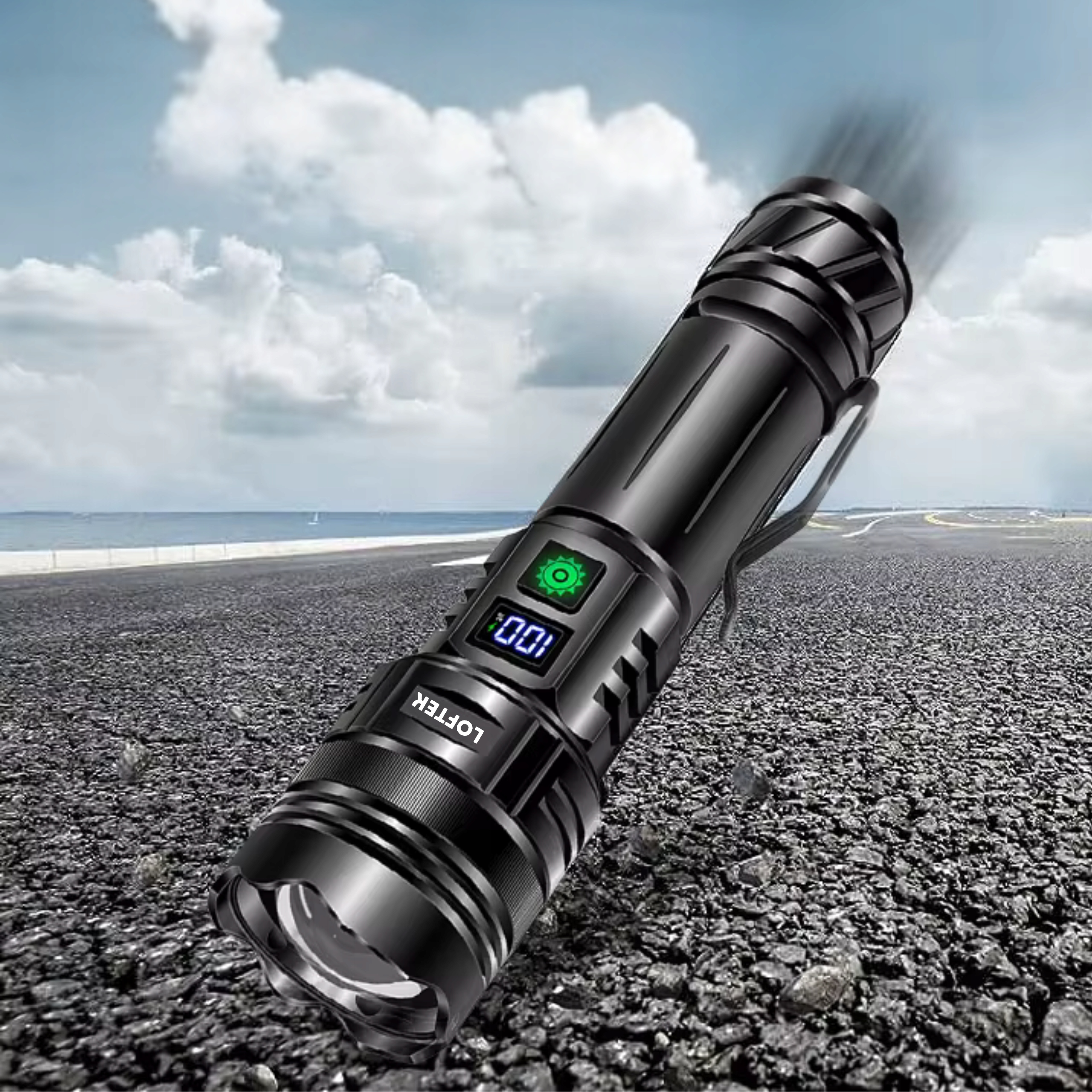 latarka led mocna akumulatorowa powerbank zestaw