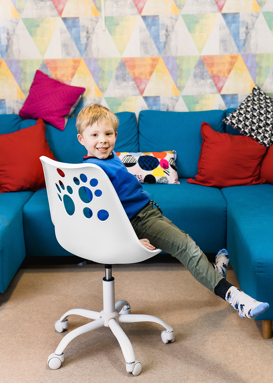 krzesło joy biało-niebieskie