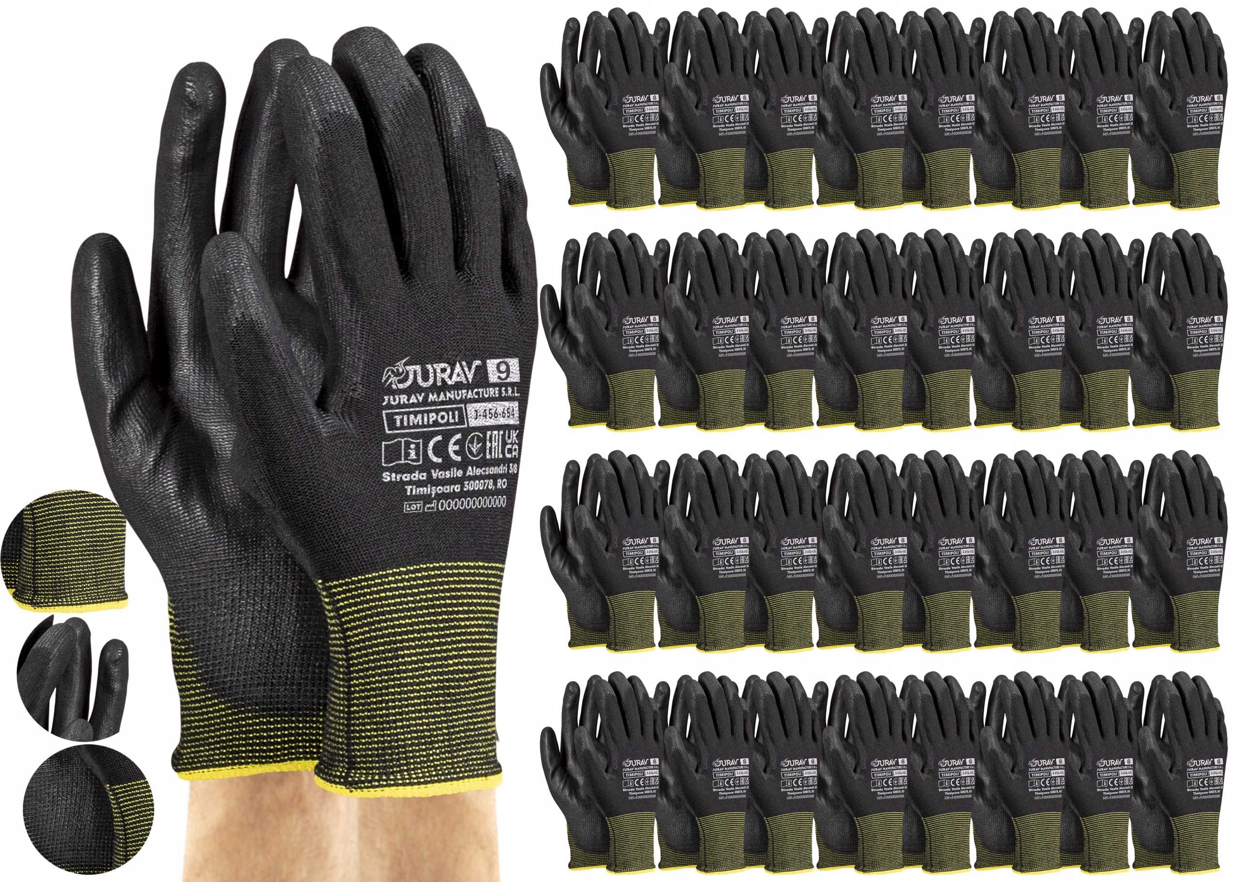 rękawice robocze czarne j-timipoli_bb9-l - 120 par