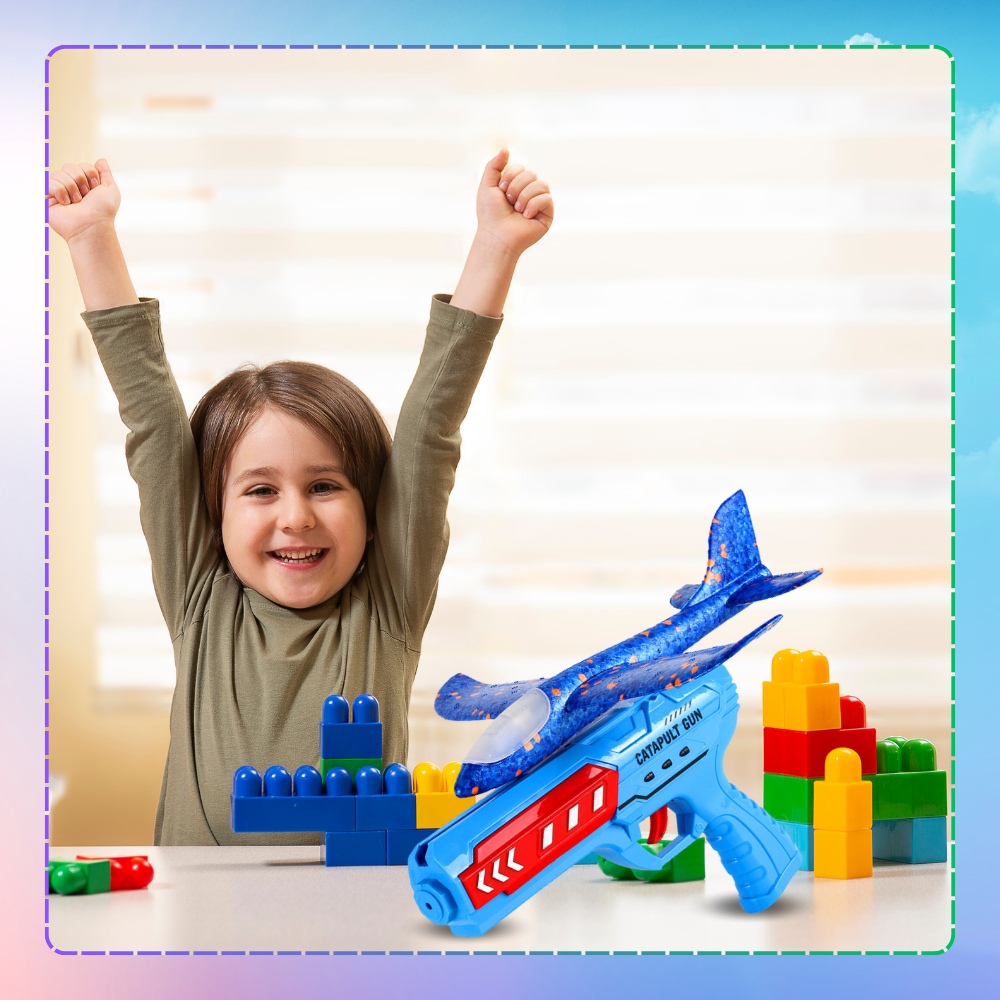 samolot z wyrzutnią szybowiec styropian rzutka zabawka pistolet led