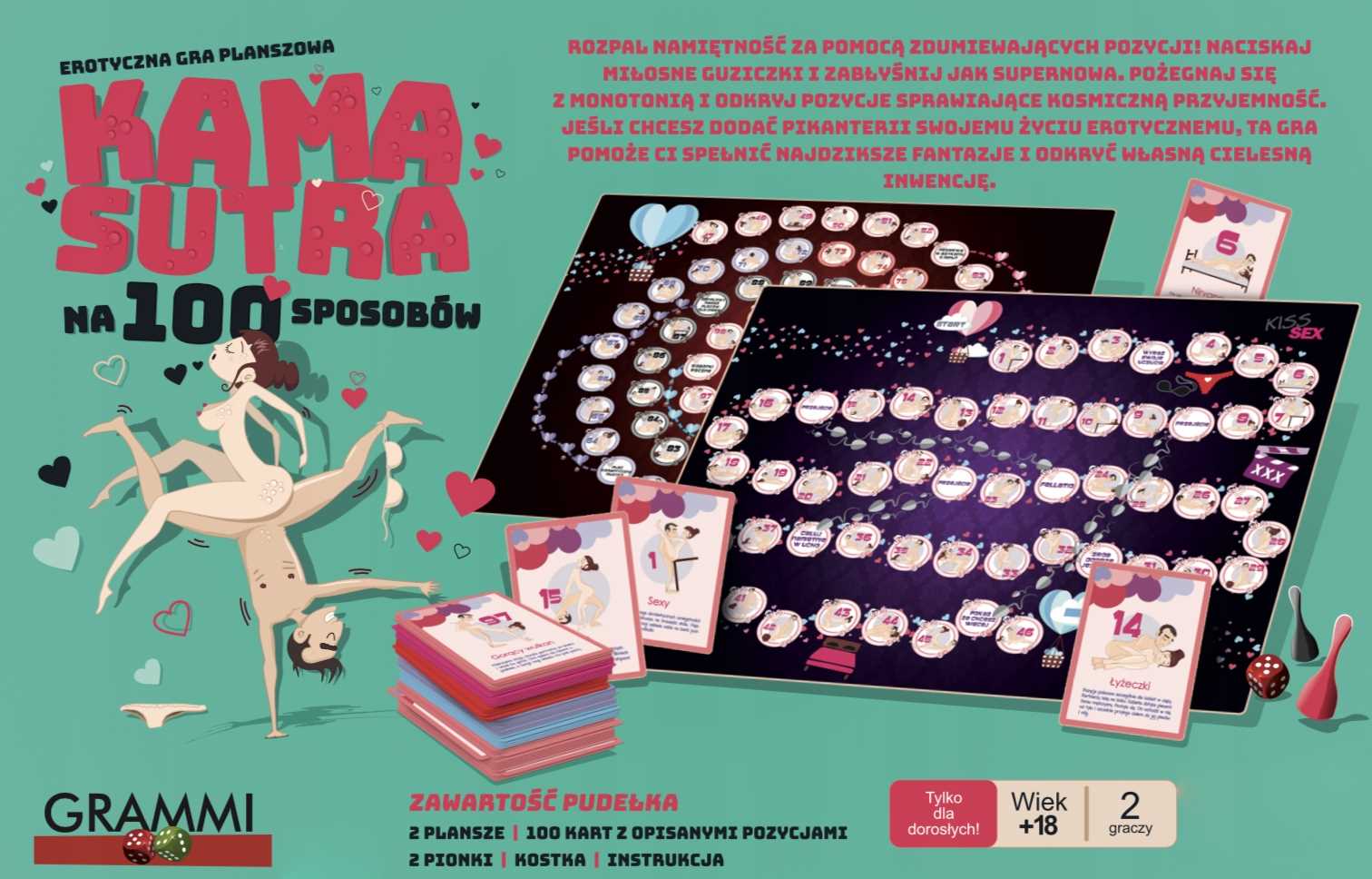 gra planszowa dla dorosłych - kamasutra na 100 sposobów