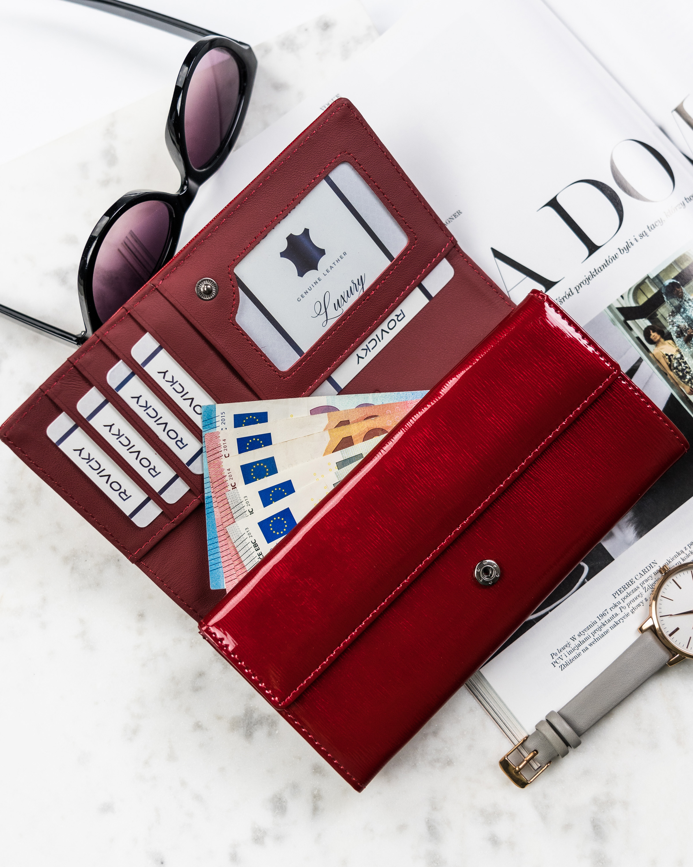 portfel damski skórzany h22-1-sh9-5966 red