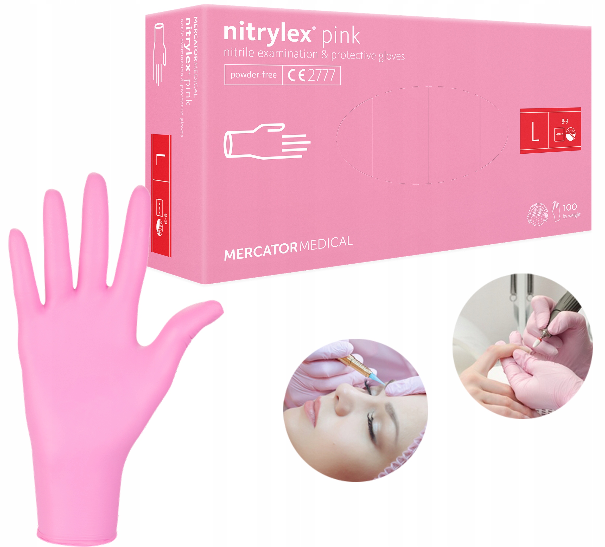rękawice nitrylowe 100 szt. 9-l nitrylex pink