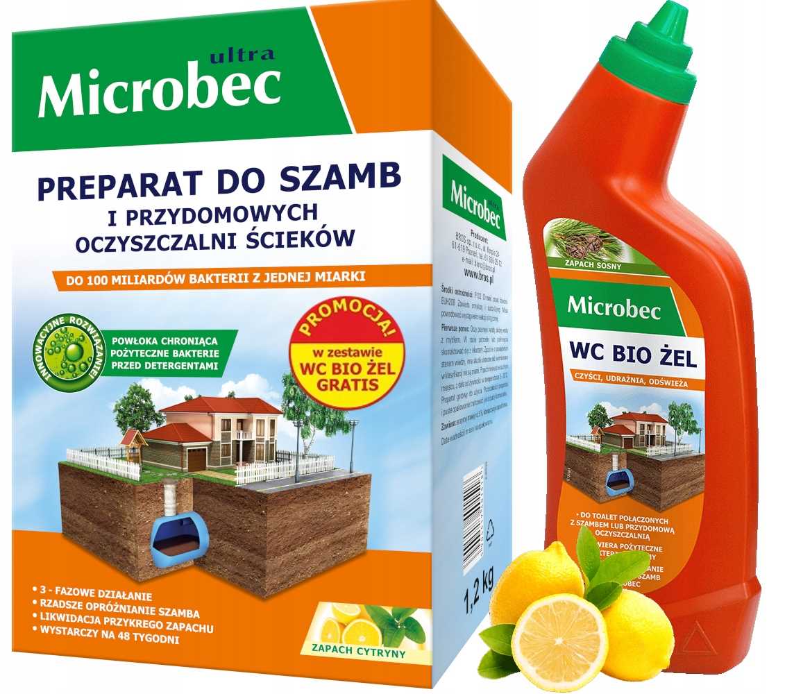 bros - microbec ultra 1kg zapach cytryny - preparat do szamb