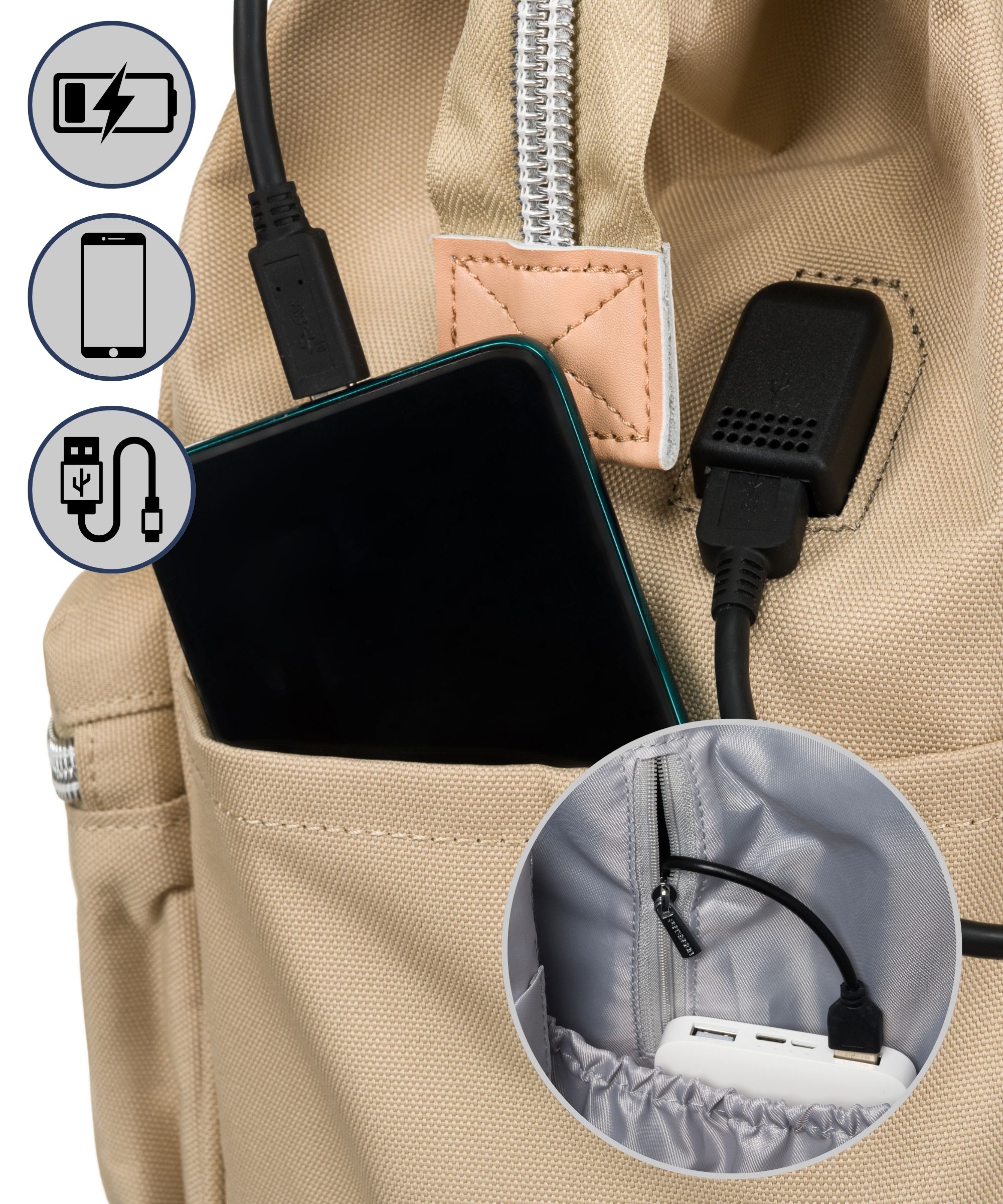 plecak materiałowy ptn beta-6058 beige