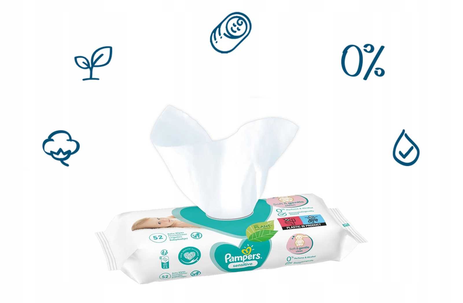 pampers chusteczki nawilżane sensitive 52 szt. - 1 op.