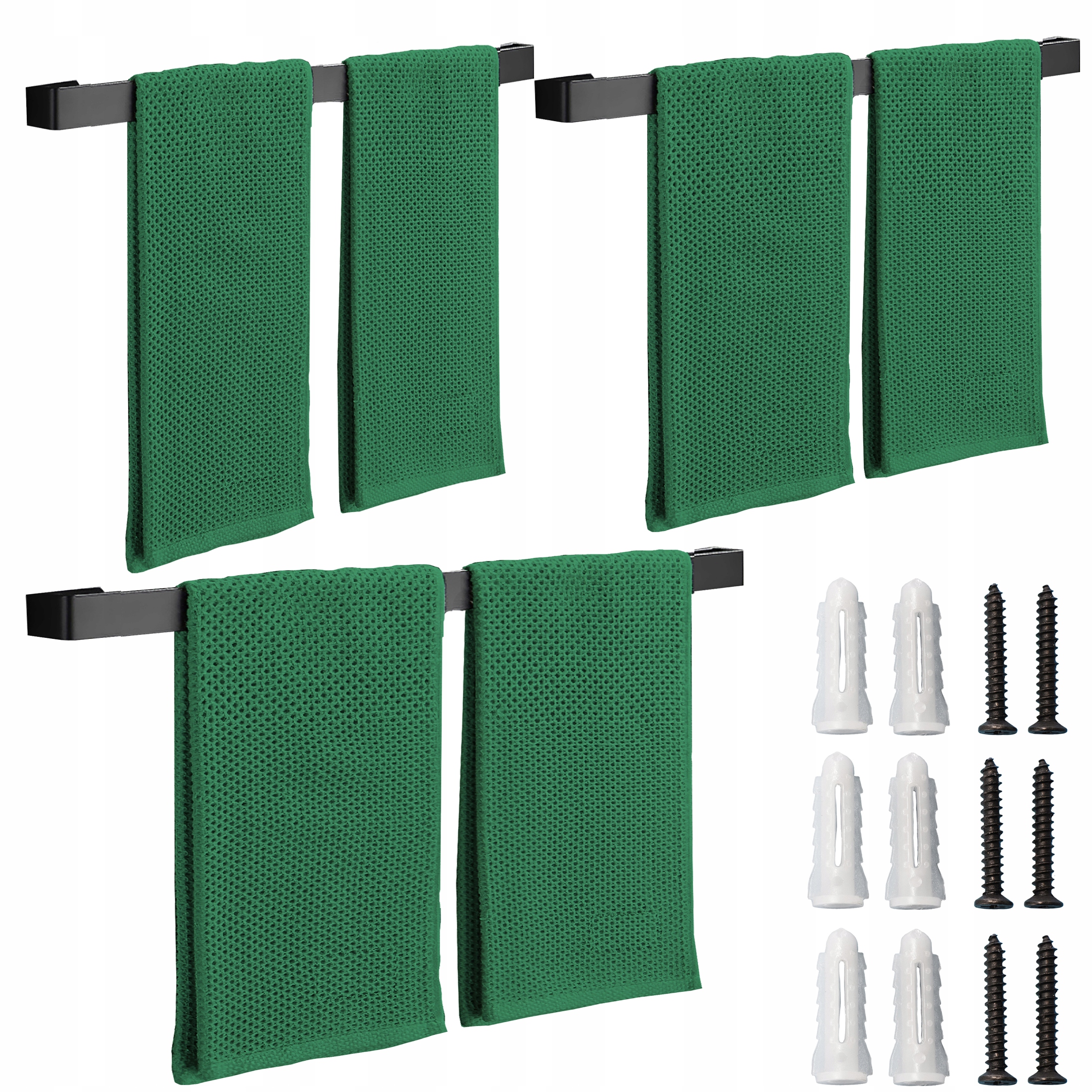 3 x wieszak łazienkowy ścienny do łazienki na ręczniki loft czarny 60cm