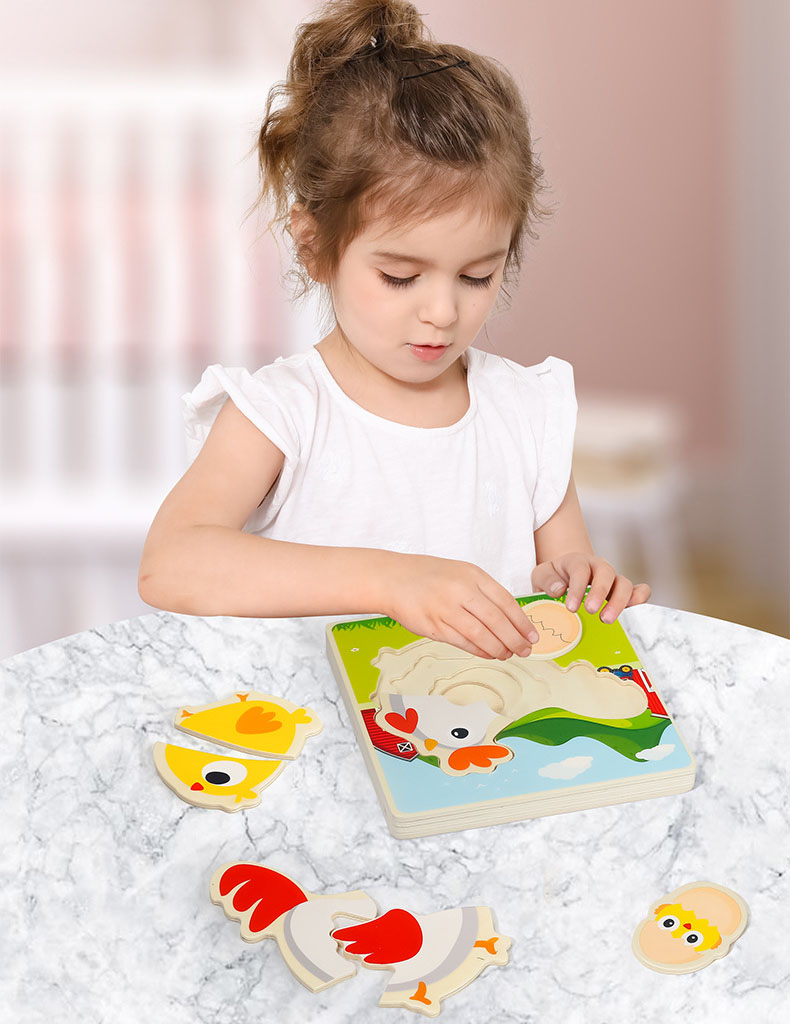 drewniane puzzle montessori dla dzieci kurczak mwz-3154