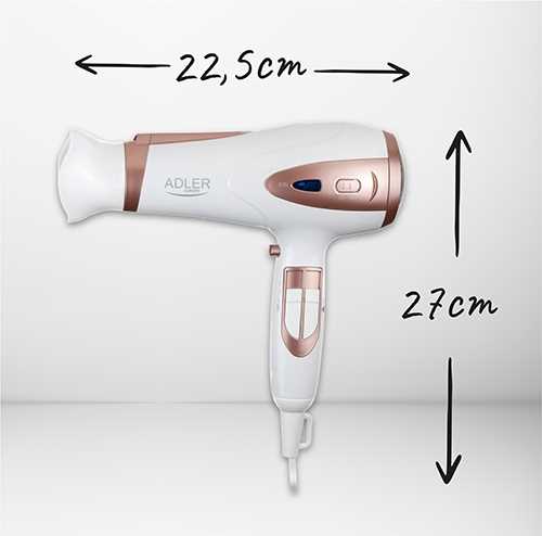 suszarka do włosów biała 2200w ion + dyfuzor adler ad 2248