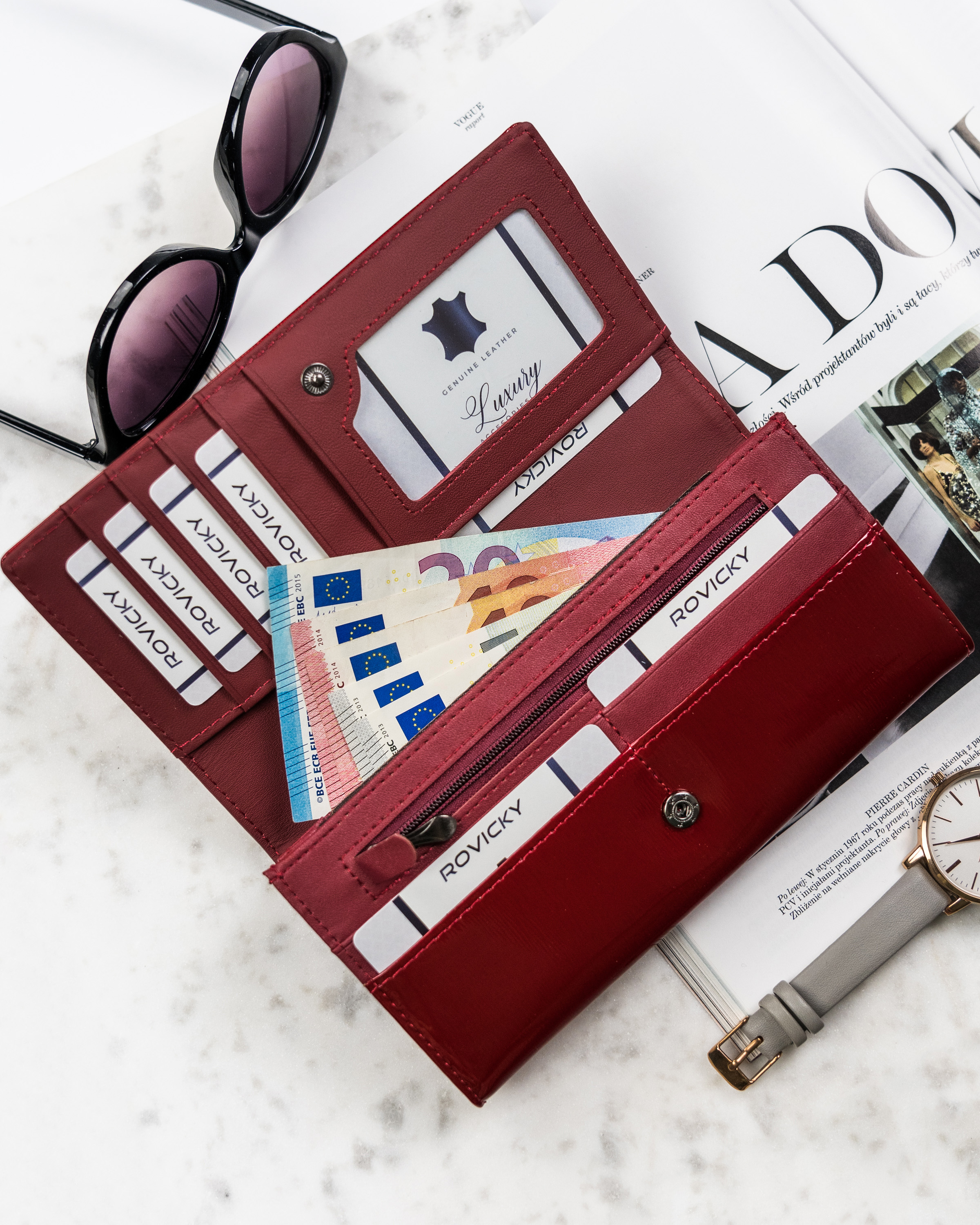 portfel damski skórzany h27-1-sh9-6024 red