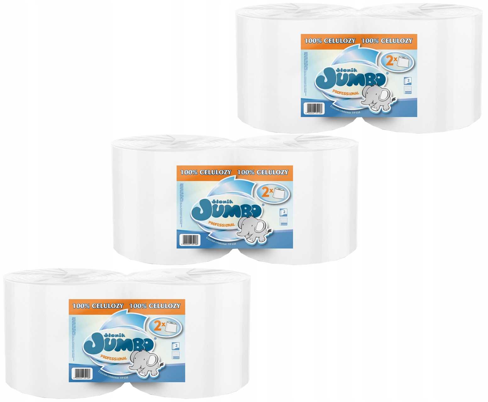 czyściwo papierowe 2r słonik jumbo professional białe 650 list 2w - 6 rolek