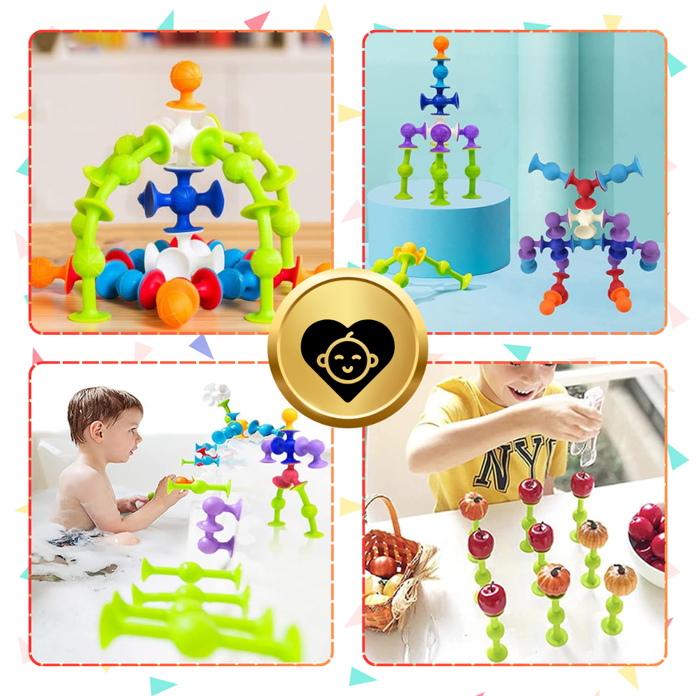 silikonowe klocki konstrukcyjne z przyssawkami 48 el dla dzieci edukacyjne