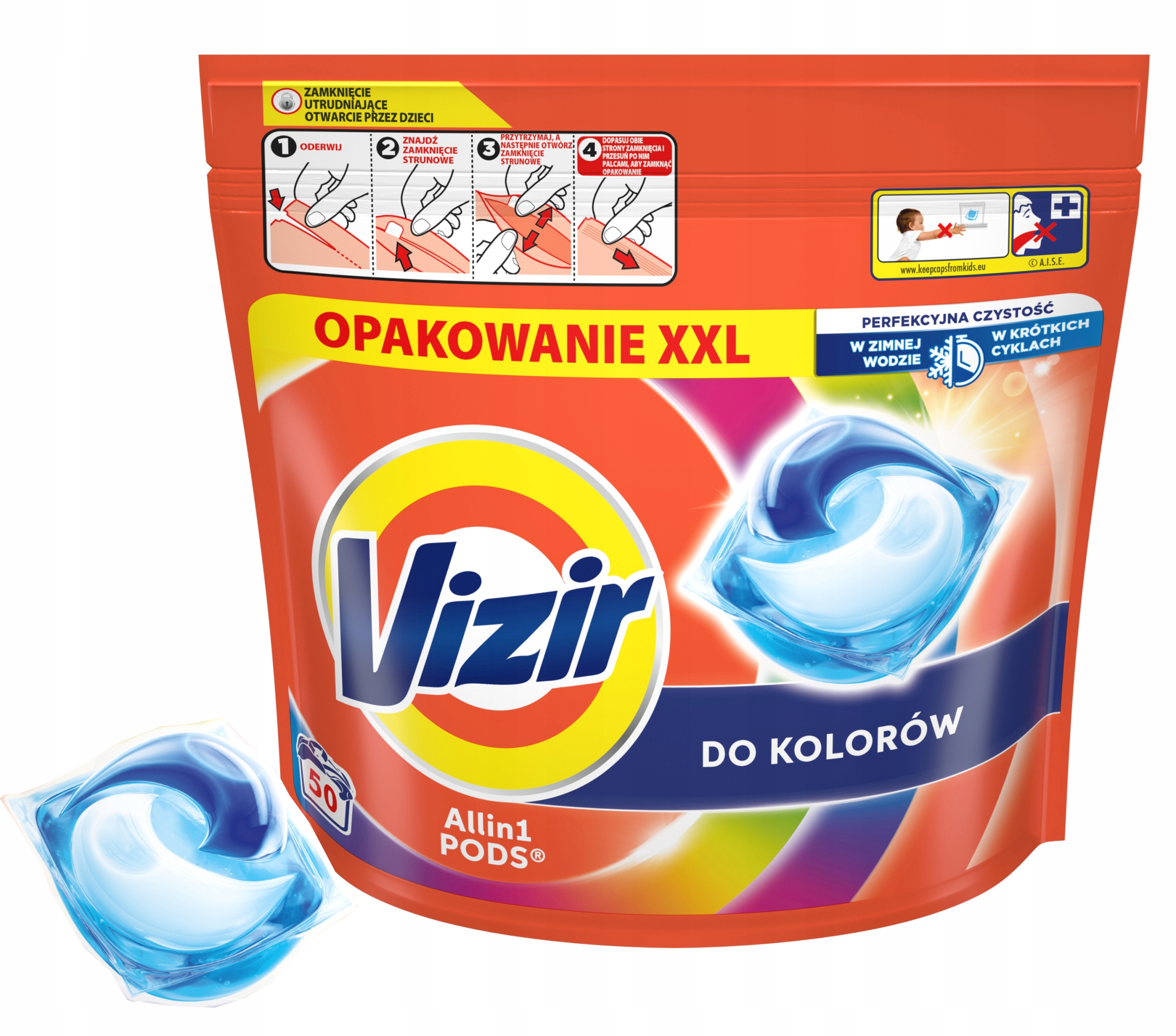vizir kapsułki do prania all in 1 pods do koloru 50 szt.