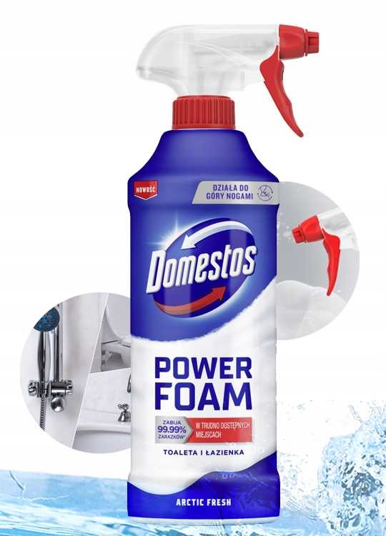 domestos power foam piana do mycia toalety i łazienki arctic fresh 435ml