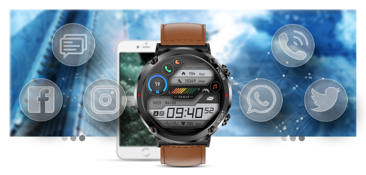 smartwatch gravity gt21-4 + czarny pasek silikonowy