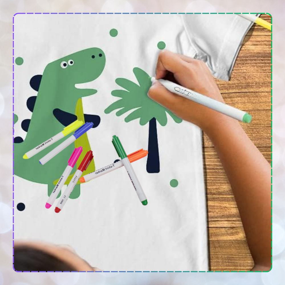 pisaki do tkanin ubrań koszulek markery flamastry mazaki zestaw 6 kolorów