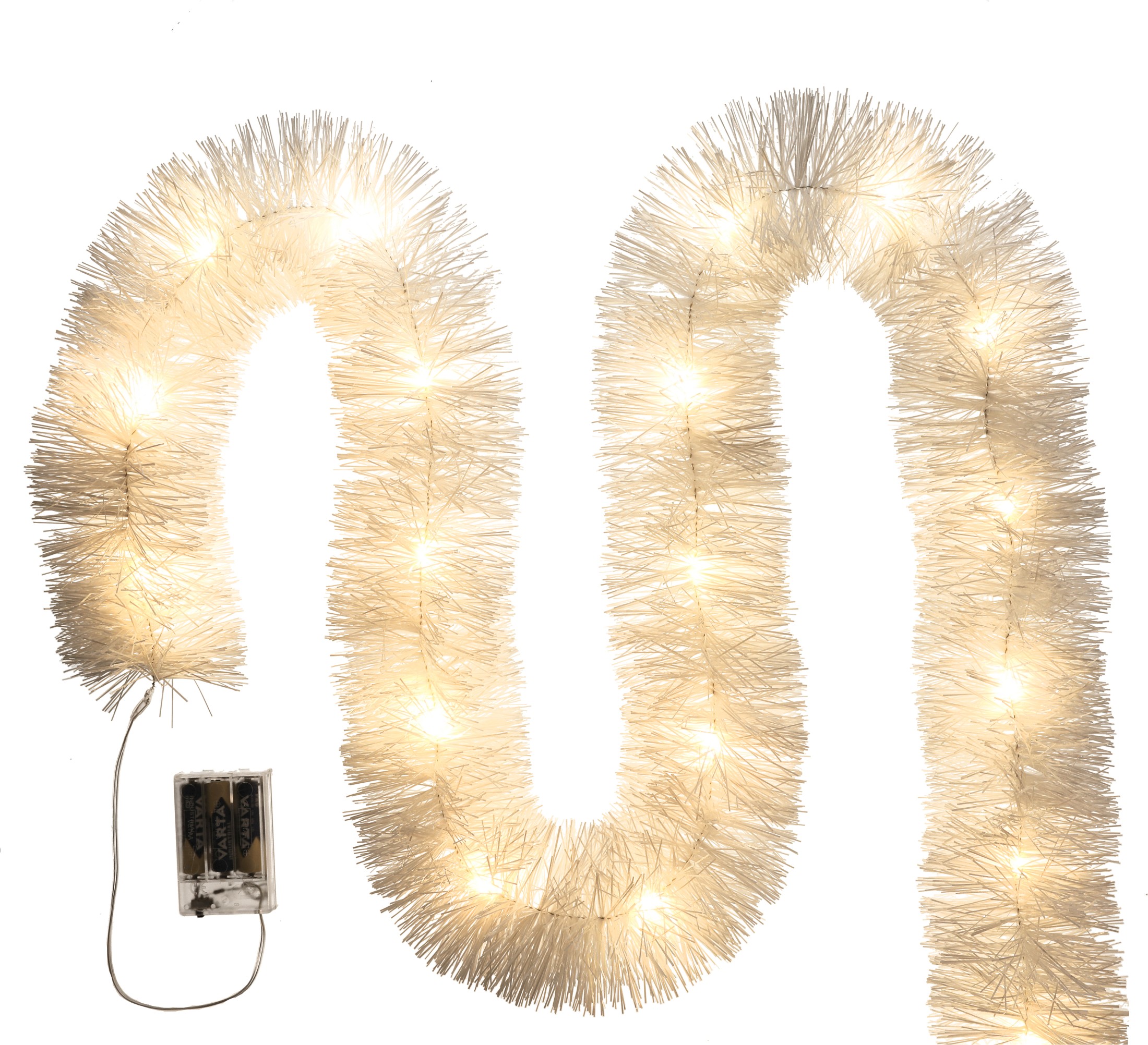 łańcuch led choinkowy biały na baterie świąteczny na choinkę 6 metrów