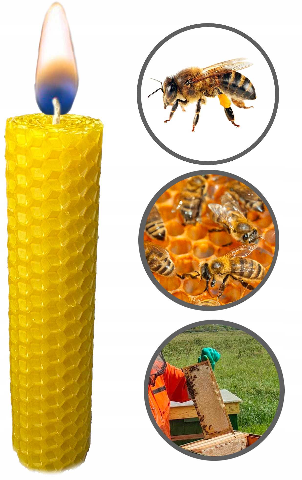 świeca z wosku pszczelego - 1 szt.