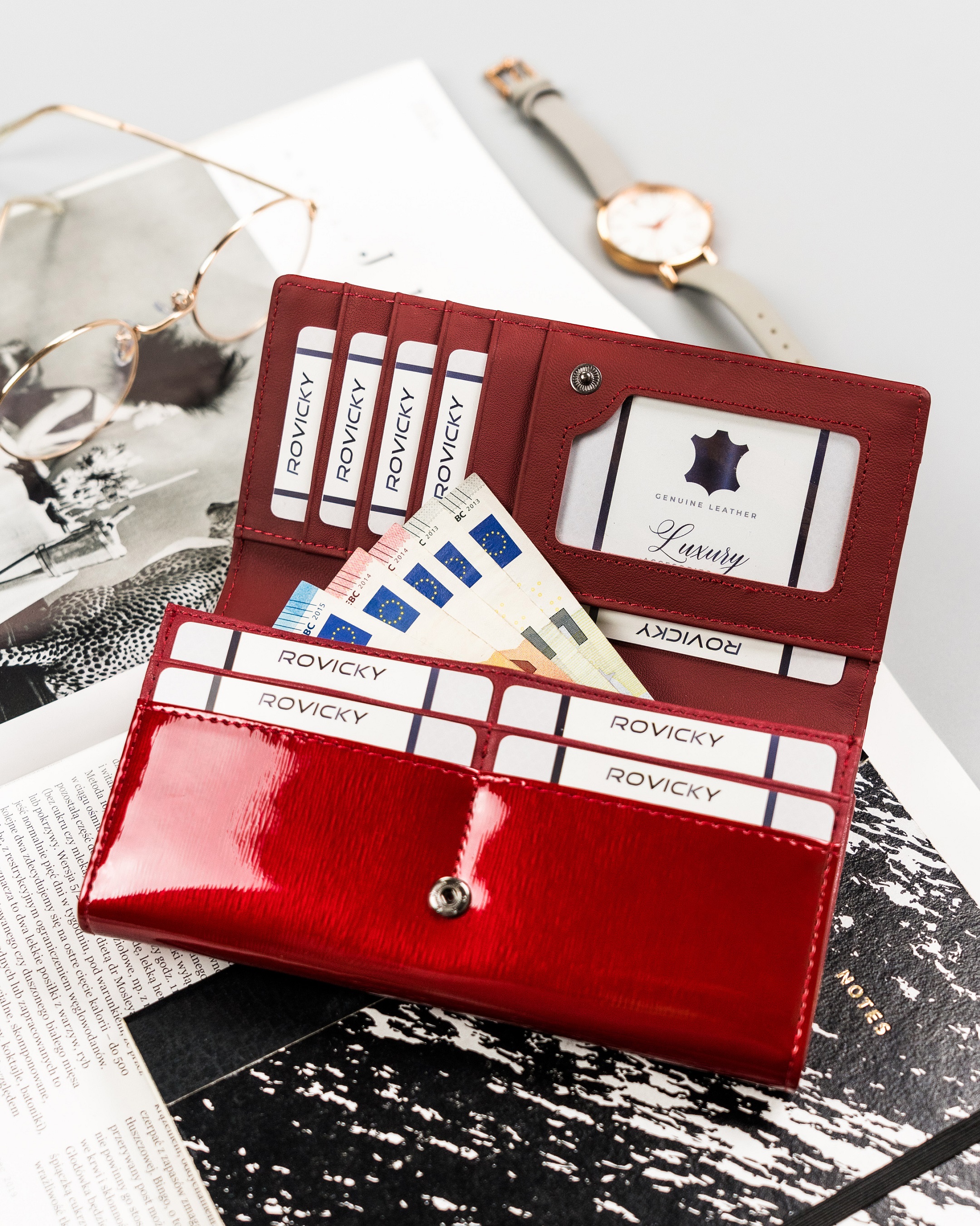 portfel damski skórzany h24-fo-2-sh9 red