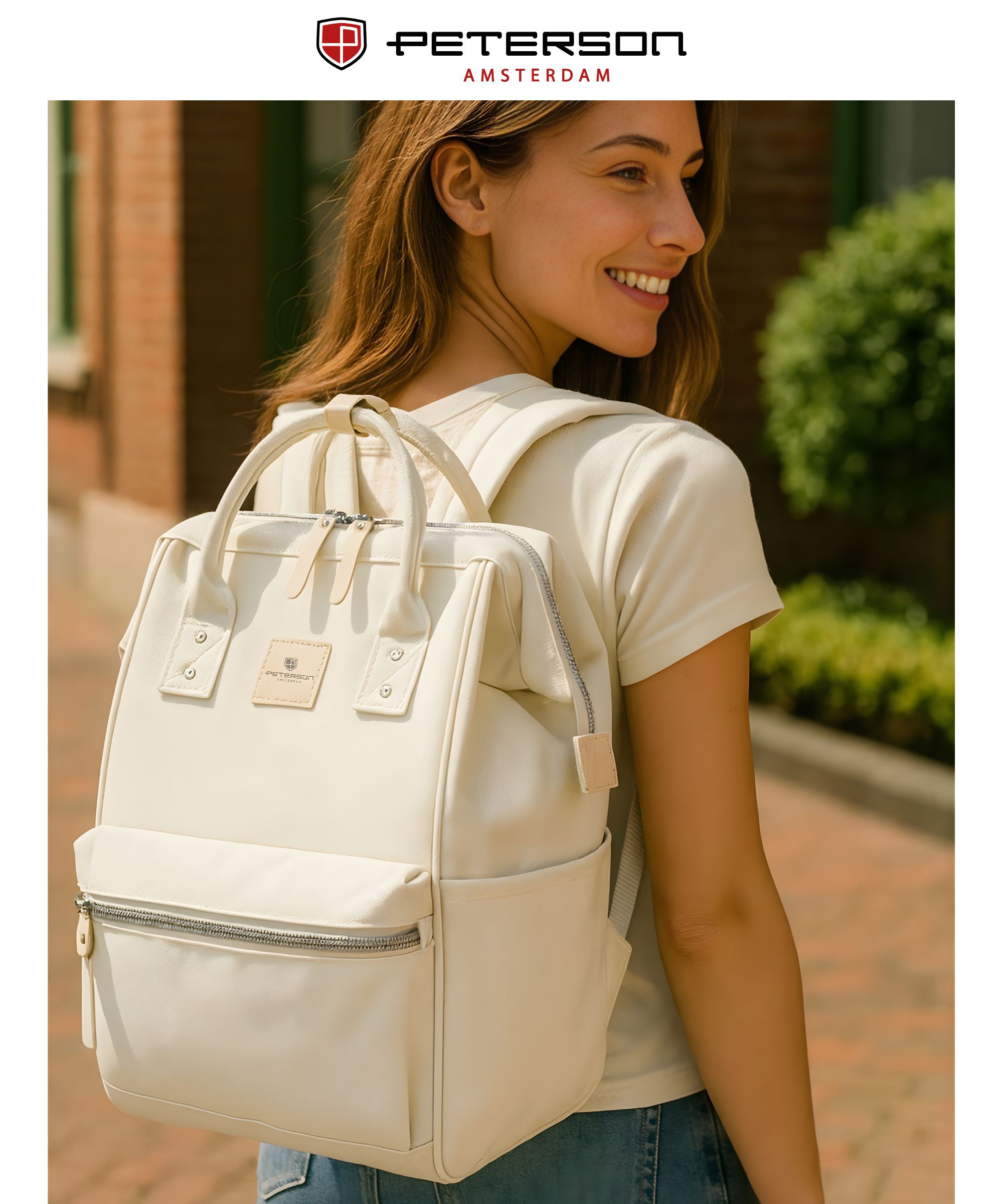 plecak materiałowy ptn beta-0350 ecru