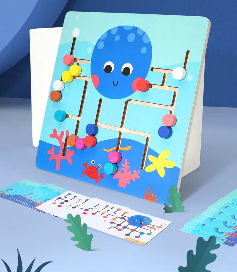 gra logiczna labirynt drewniany ośmiornica pod wodą jhtoy-647