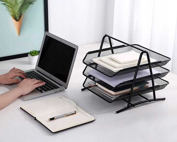 szuflady na dokumenty a4 - 3 półki czarne