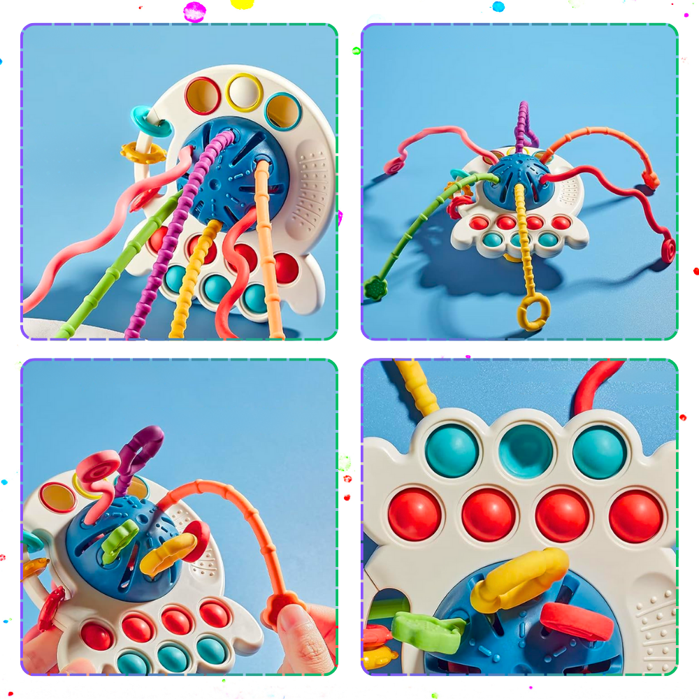 zabawka sensoryczna dla niemowlaka 4 w 1 ośmiornica rozwój zmysłów dziecka