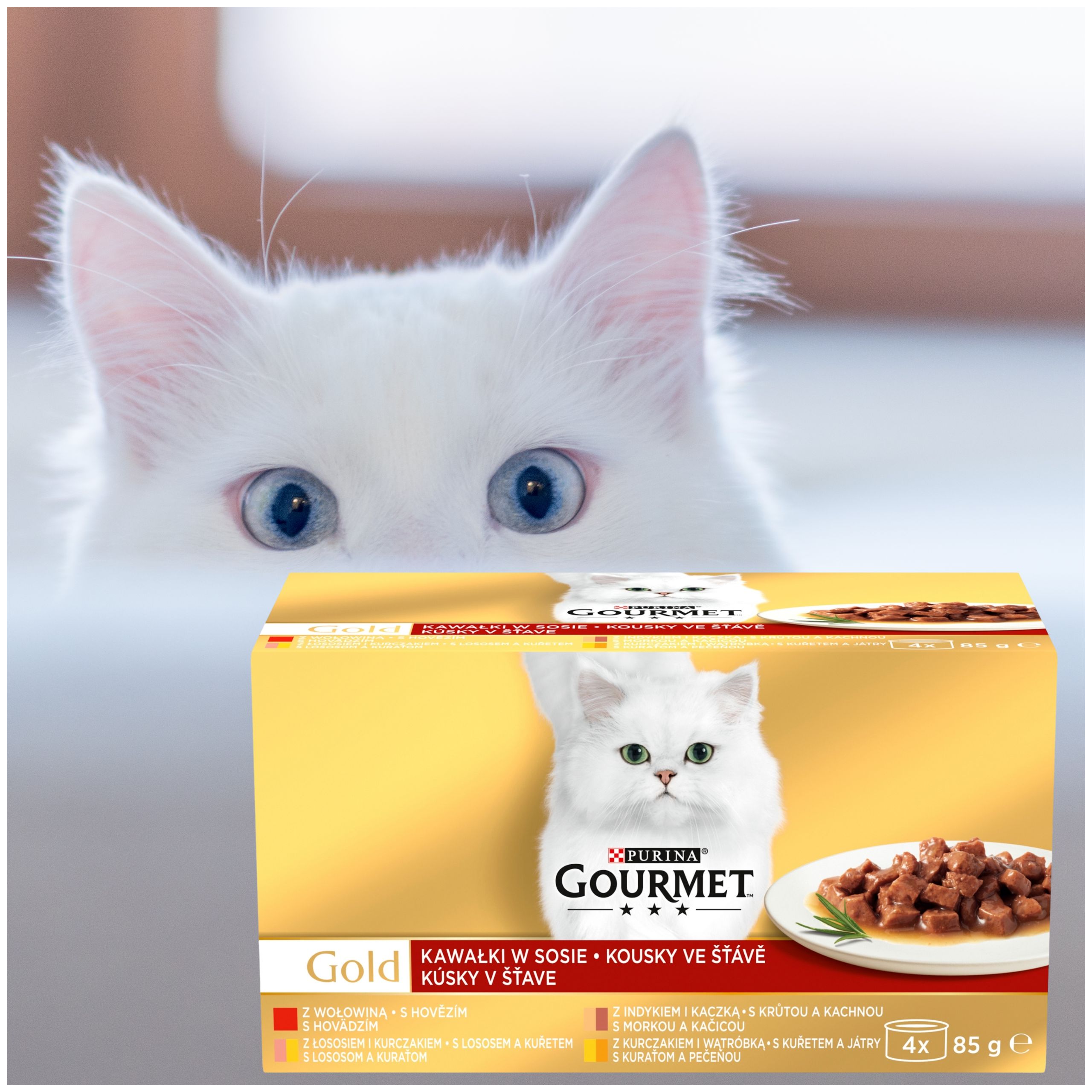 karma mokra dla kota gourmet gold beef 4 x 85g wołowina łosoś indyk kurczak