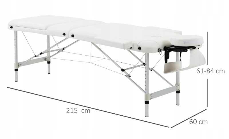 łóżko do masażu składane aluminiowe białe pako 700-039wt