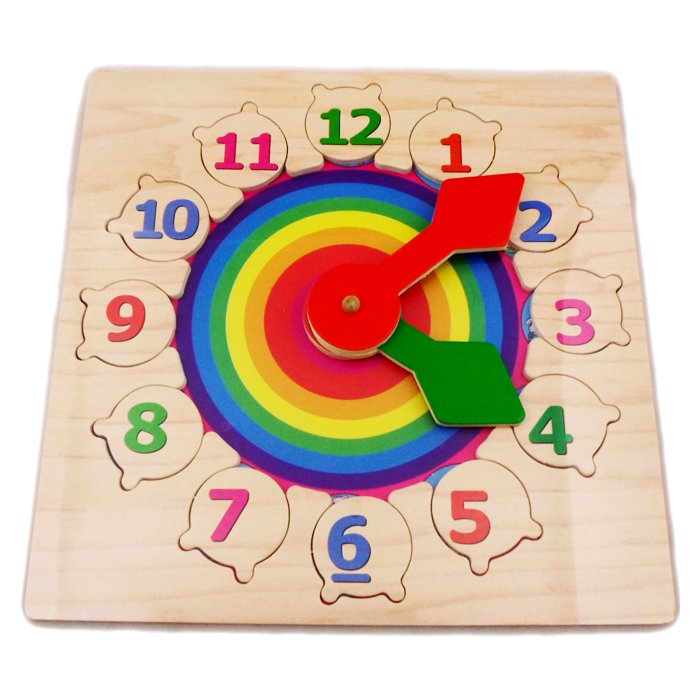 zegar drewniany tęcza