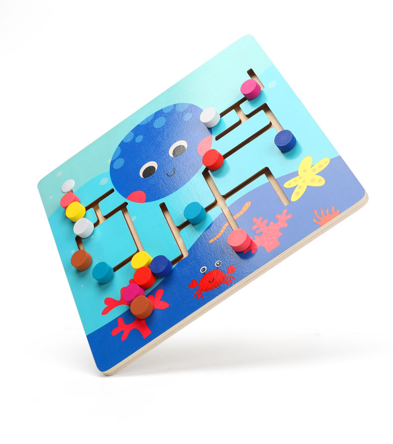 gra logiczna labirynt drewniany ośmiornica pod wodą jhtoy-647