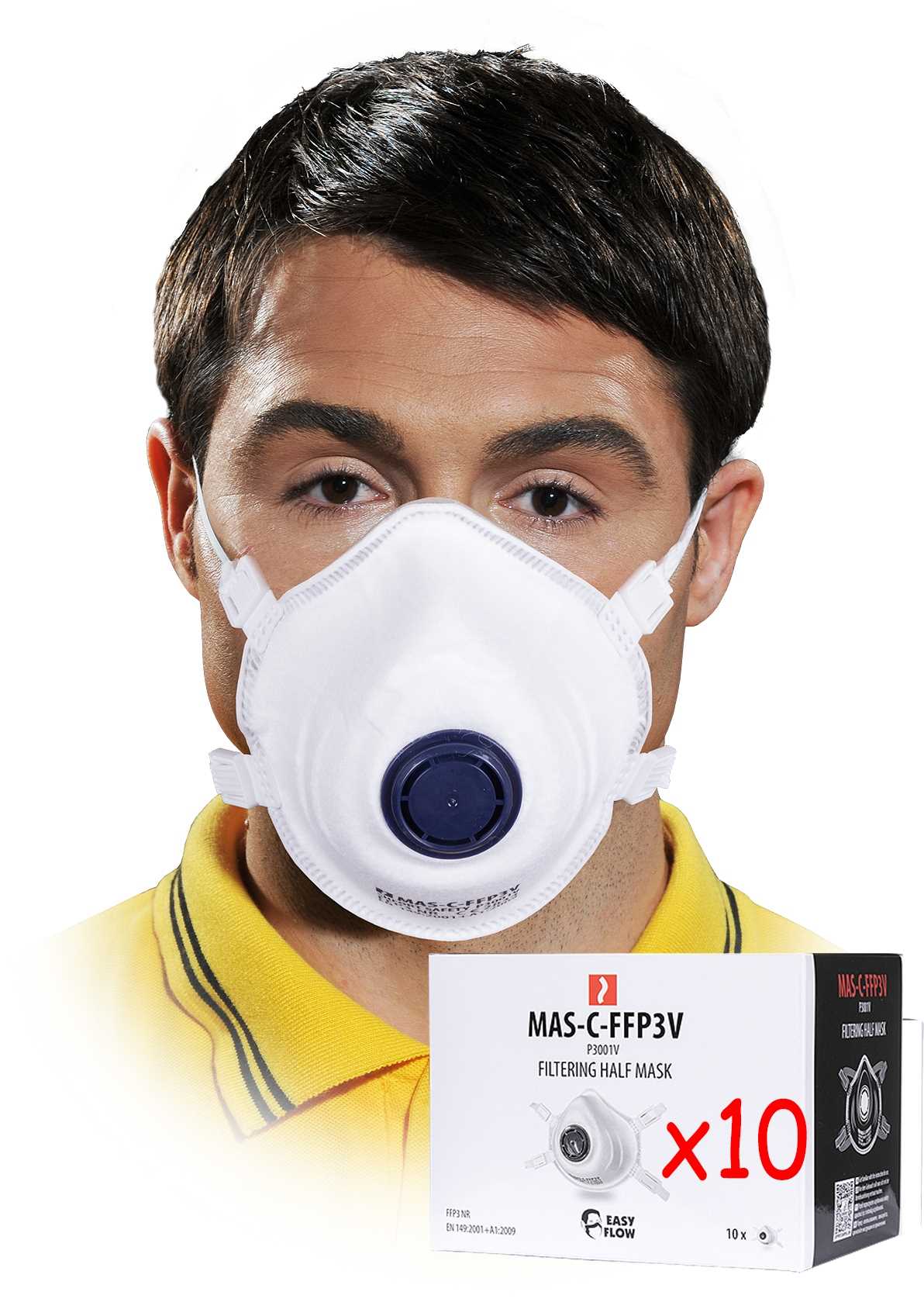 półmaska filtrująca z zaworkiem mas-c-ffp3v - 10 szt.