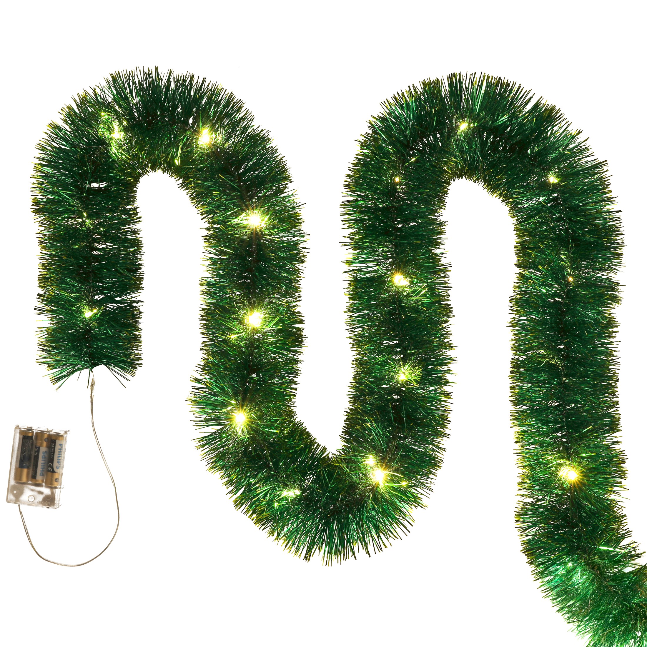 łańcuch led choinkowy zielony na baterie świąteczny na choinkę 6 metrów
